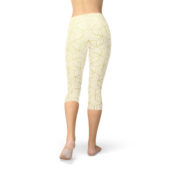 White Geometric Leggings